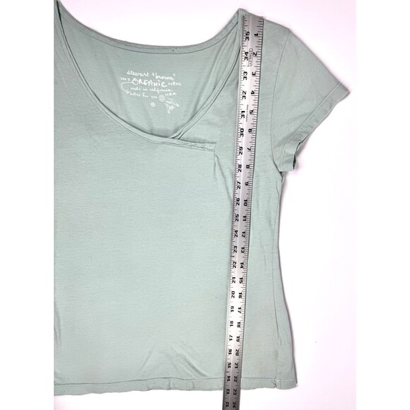 Stewart and Brown T Shirt Womens Medium Green Organic Cotton V Neck Made in USA - Picture 6 of 8